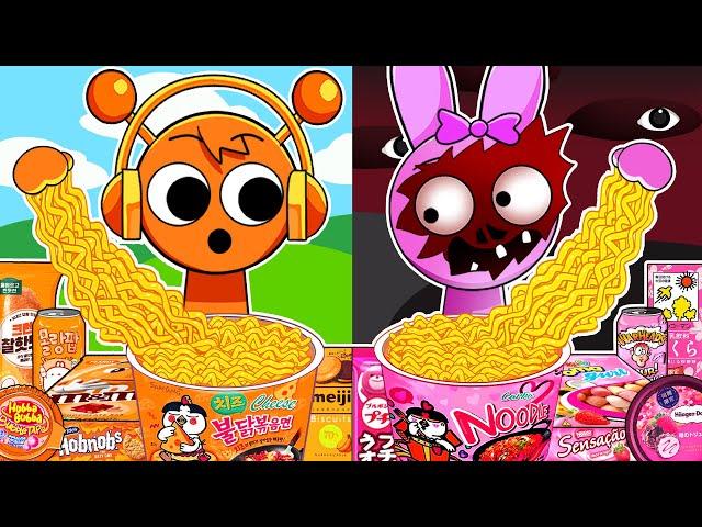 SPRUNKI Animation - Oren Normal VS Pinki Horror Convenience Store Food | Incredibox Mukbang