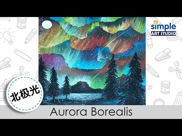 Aurora Borealis | Oil Pastel and Watercolour | Step by step | Simple Art Ideas [Eng Sub]