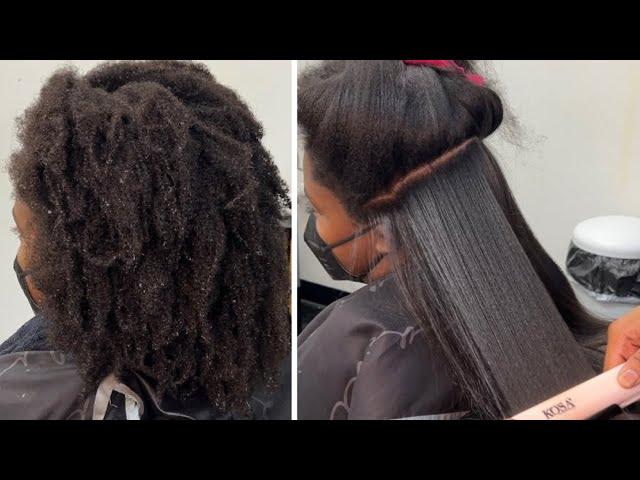 Silk Press on Thick natural hair | Cassandra Olivia