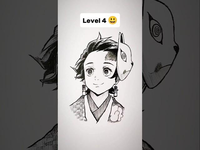 How to Draw Tanjiro in different levels  #shorts #anime #drawing