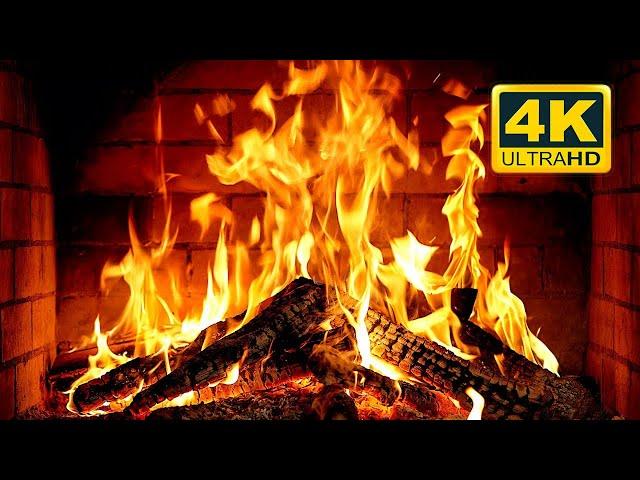  Cozy Fireplace 4K (12 HOURS). Fireplace with Crackling Fire Sounds. Crackling Fireplace 4K