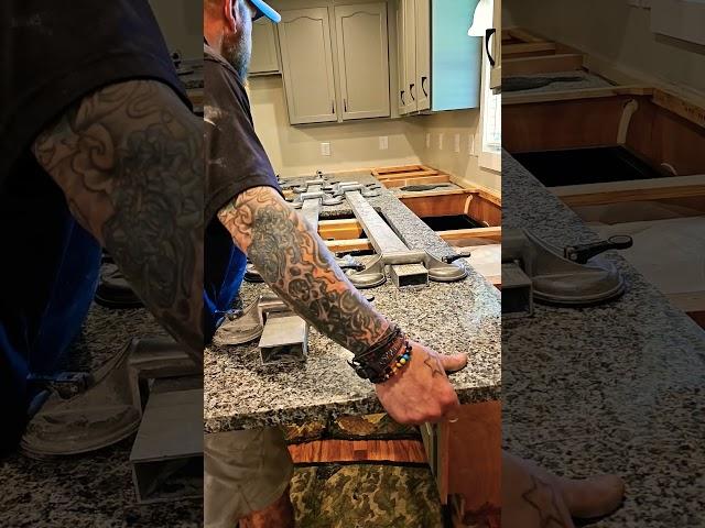 Installing a 123 inch L granite sinktop with the No lift.