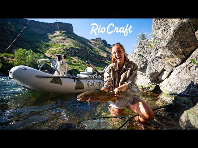 RAFTING AND FLY FISHING IN OUR NEW RAFT - Catching Rainbow Trout on Dry Droppers in Idaho