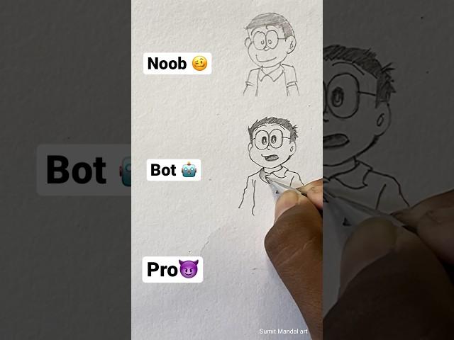 How to draw nobita doraemon noob to pro #shorts #short #drawing #art #cartoon