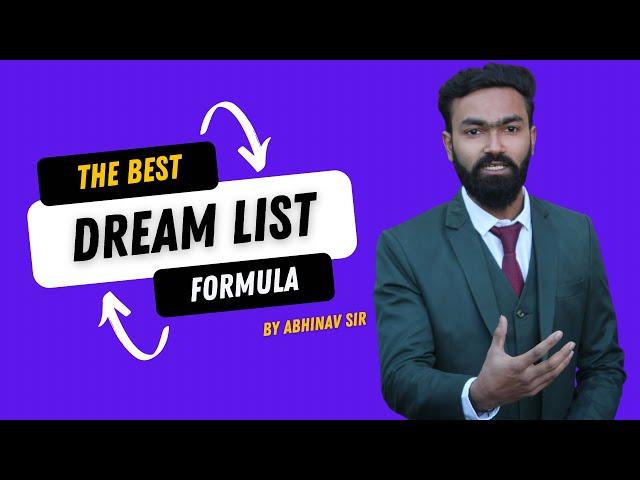 Dream list banane ka Sateek formula. (Agar ye seekh liya to Dreams achieve hone Pakke)🫵