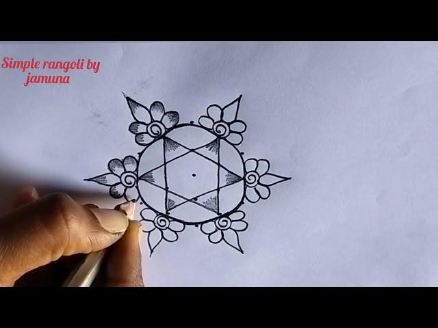 sankranthi simple rangoli design#5*3 dots festival muggulu#simple rangoli by jamuna