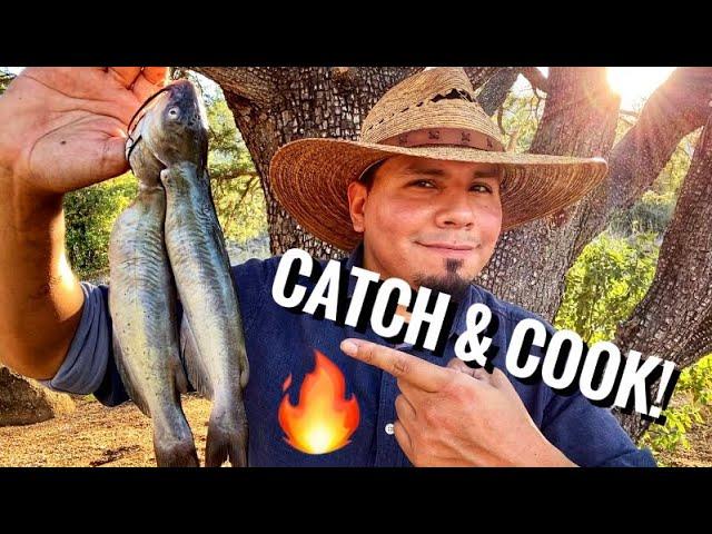 Catch And Cook Catfish! Campfire Cooking Fish Soup!