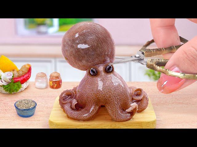  Stuck in A Volcano Eruption  Best Miniature Fried Calamari Octopus Karaage  Tina Mini Cooking