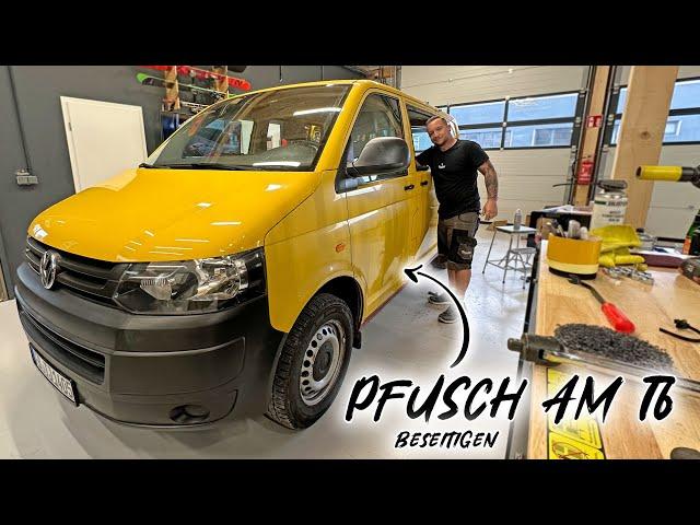 Seitenscheibe falsch herum eingebaut im VW T6 Postbus  Freundships Woche