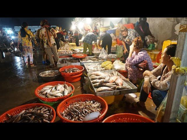 Early Morning Fish Market Scene @Prek Phnov Bridge - Morning Daily LifeStyle oF Vendors Selling Fish