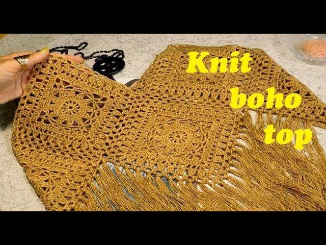 Учимся вязать летний топ в стиле бохо, с бахромой/Knit boho top