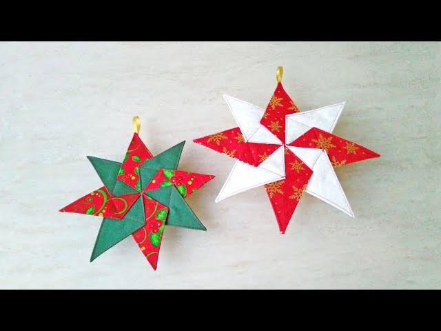 DIY Kaleidoscope Star Quilted Christmas Ornaments