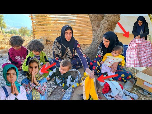 A gift from the mountains ️: Narges and the smiles of her children  with new clothes "