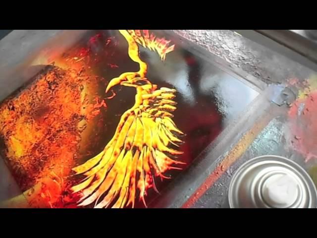 Spray paint Art by Brent Willis "PHOENIX FEATHER X"