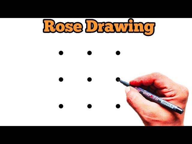 ROSE Drawing Easy | How to Draw a Rose step by step | Dots Drawing