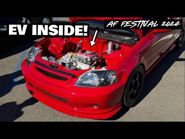 TESLA Swapped EV Honda Civic, VIP & SEMA Builds at AF FESTIVAL 2024 Car Show + OEM PLUS AP1 S2000