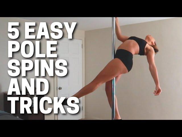 5 Easy POLE DANCE SPINS for BEGINNERS! | 5 Tutorials on Spin Pole Dance Spins and Tricks | Janay Way