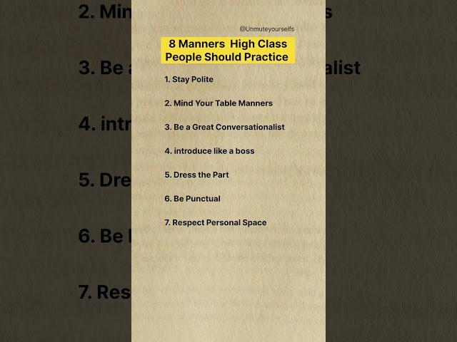 8 manners high class people should practice#motivational #fyp #english #psychology #mindset #quotes