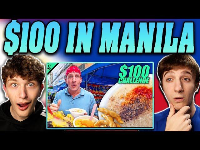 Americans React to $100 Filipino Street Food Challenge in Manila