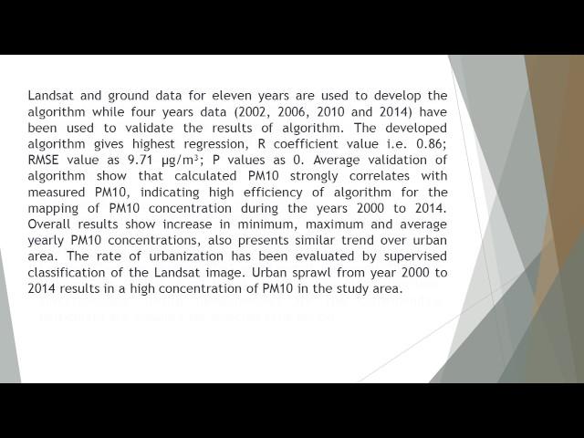 Estimating Air Particulate Matter 10 Using Landsat Multi Temporal Data and Analyzing its Annual Temp