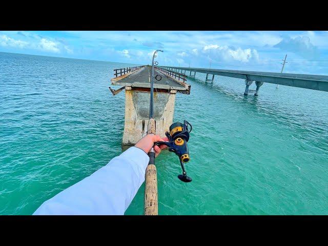 Fishing on the Abandoned 7 Mile Bridge! (Florida Keys Bridge Fishing)