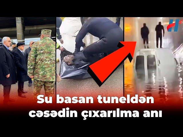 Bakıda tuneldə batan şəxsin görüntüsü - Kəmaləddin Heydərov su basmış ərazilərdə