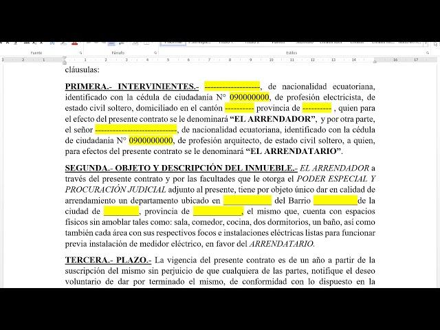 Modelo de CONTRATO DE ARRENDAMIENTO 2020 (FÁCIL Y RÁPIDO)