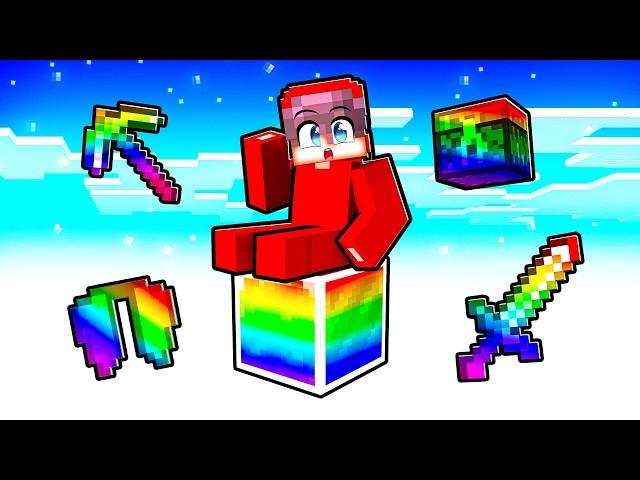 Minecraft, But It’s One OP RAINBOW Block!