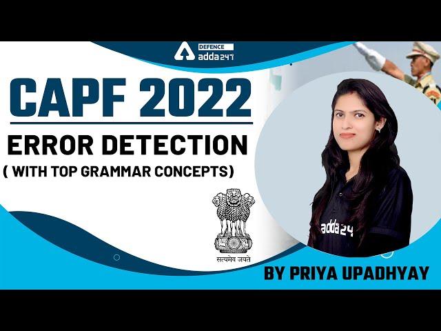 CAPF Assistant Commandant Preparation | Error Detection| CAPF AC 2022 English Grammar