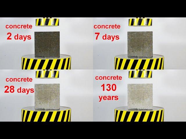 HYDRAULIC PRESS AGAINST CONCRETE OF DIFFERENT AGES