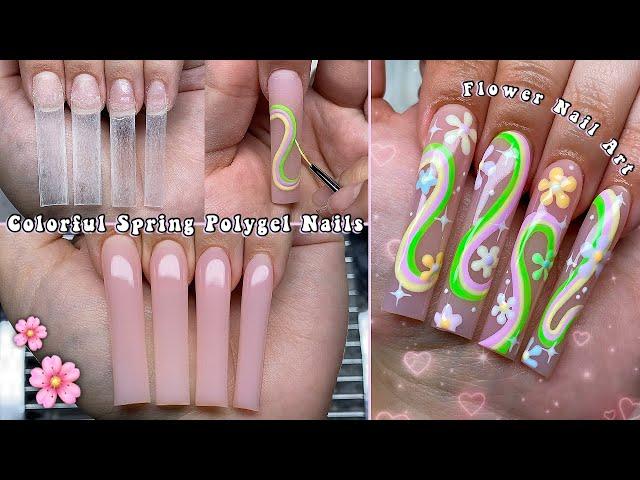 SPRING POLYGEL NAILS HOW TO SPRING NAILS & FLOWER NAIL ART DESIGN | Nail Tutorial