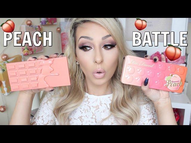 Dupe or Don't? Too Faced Sweet Peach Palette VS MUR chocolate peach palette || DramaticMAC