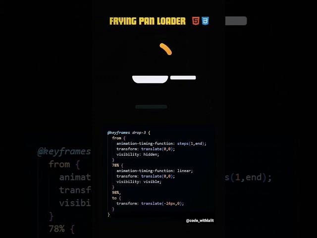 Frying Pan Loader using CSS‍ #coding #programming #csstricks #cssanimation #js #html #css #loader