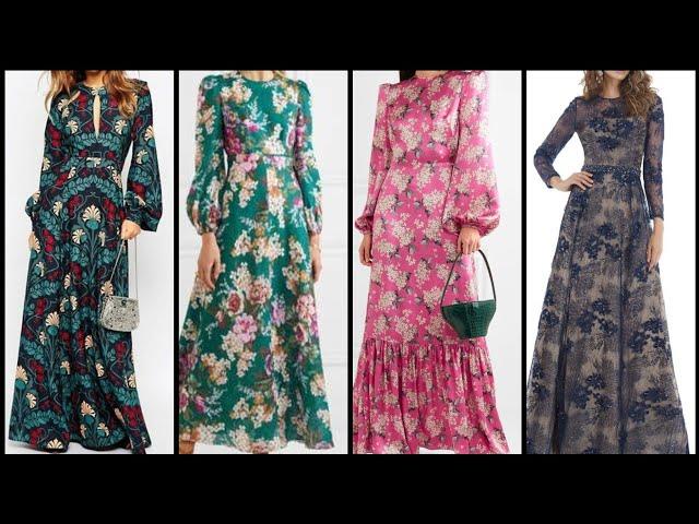 Most Adorable colorful floral print maxi dress designs for ladies 2021