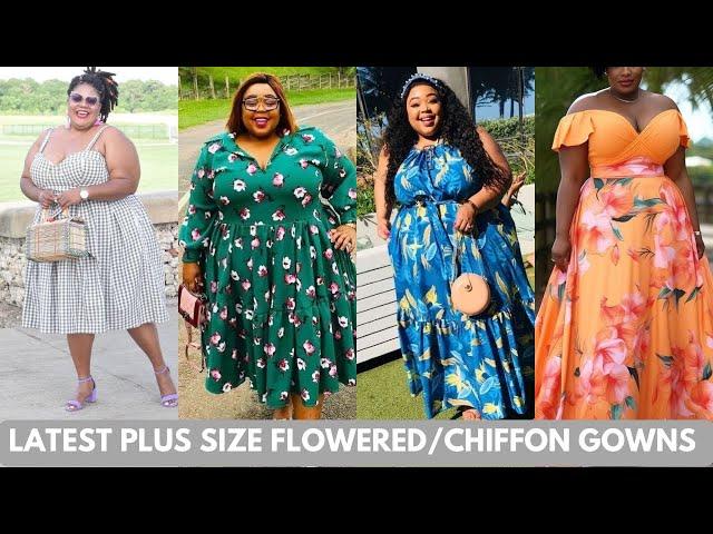 NewTrending Plus Size Flowered & Chiffon Gowns/Plus Size Floral Dresses for Elegant Ladies