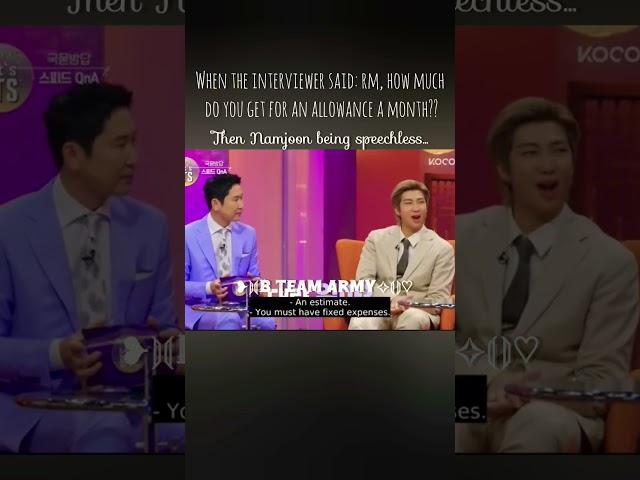 Namjoon being speechless #namjoon#rm#rapmonster#leader#bts#jimin#allowance#month#funnyshorts#shorts