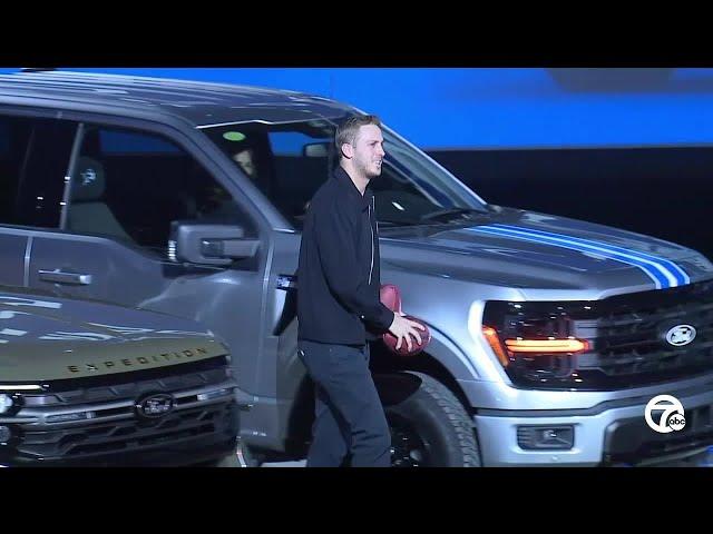 Jared Goff appears at Detroit Auto Show as Ford shows off new products