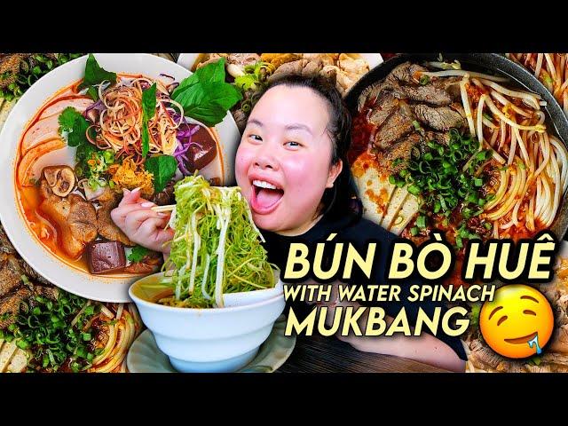 VIETNAMESE SPICY BEEF NOODLES (Bún Bò Huế) + EGG ROLLS + CRISPY CREPE MUKBANG 먹방 EATING SHOW! *OMG*