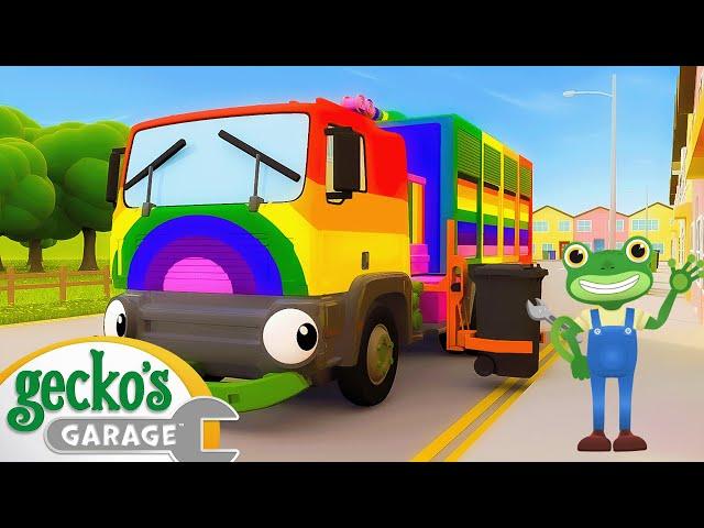 Rainbow Recycling Truck | Baby Truck | Gecko's Garage | Kids Songs