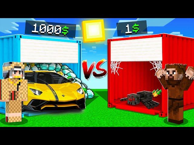 1 TL EVSİZ GARAJ VS 1000 TL MİLYONER GARAJ  - Minecraft