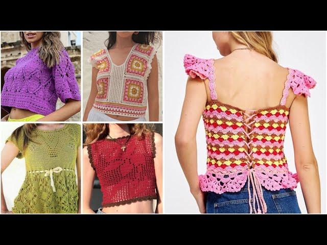 Gorgeous Boho style crochet top | vintage style crochet top designs #crochetcroptop #bohobags