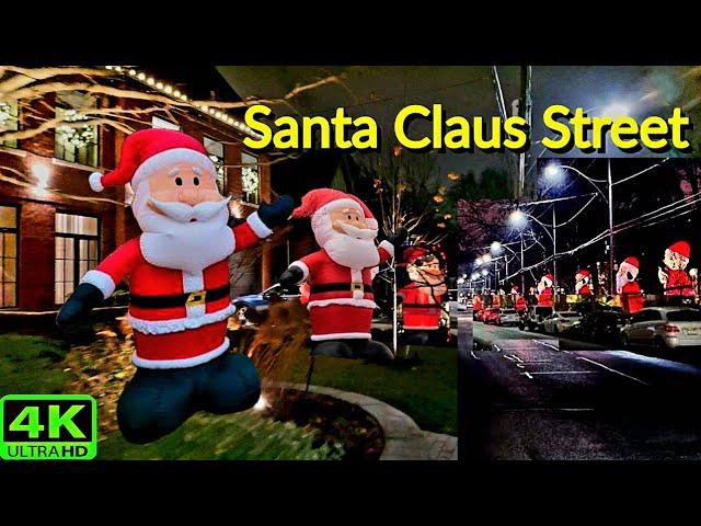 【4K】GIANT SANTA CLAUS LOOM OVER KRINGLEWOOD TORONTO | ST CLAIR SNOWFALL WALK