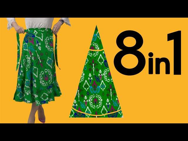 Cut in 5 Minutes! Wear in 8 Different Styles! Very Easy Wrap Skirt Sewing