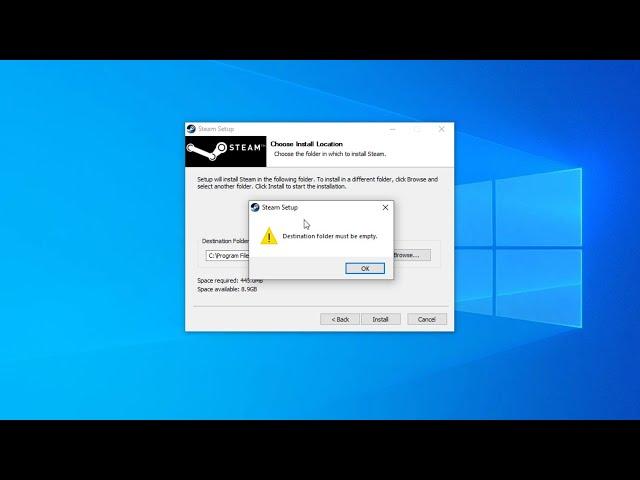 Fix Steam Setup - Destination Folder Must Be Empty | Steam Error