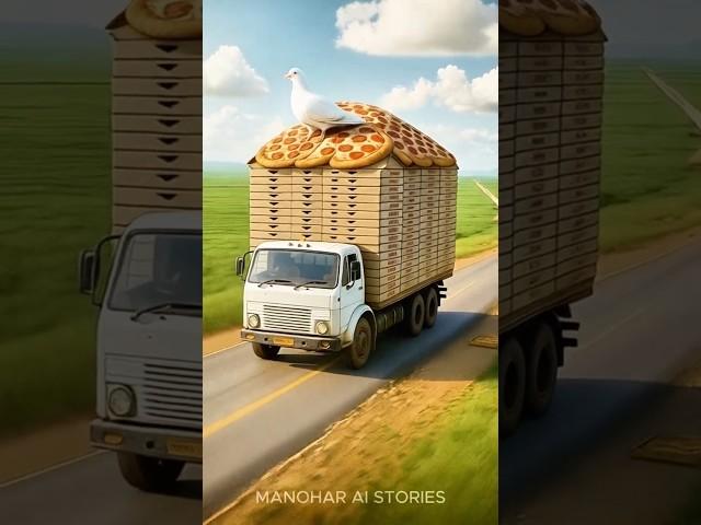 Hungry Farmer Gets Surprise as Pigeon Brings a Full Pizza Truck #pigeon #farmer #ai
