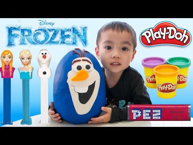 GIANT OLAF Play Doh Surprise Egg | DISNEY FROZEN TOYS | ELSA ANNA PEZ | Ryan | LRH & Toyz