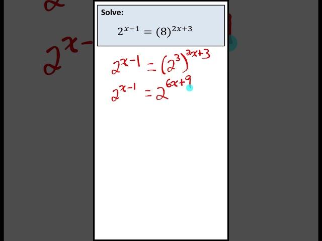 Solve an Exponential Equation | jensenmath.ca #maths #math #exponents