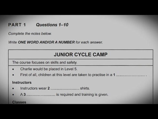 Junior cycle camp ielts listening