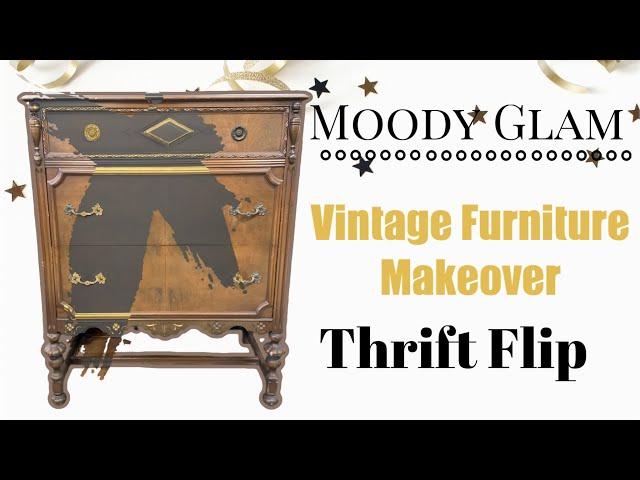 Moody Glam Furniture Makeover | Painted Vintage Furniture | Painting Outdated Furniture