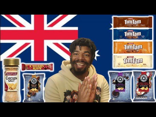 American Tries Australian Snacks For The First Time! | MINDBLOWING!